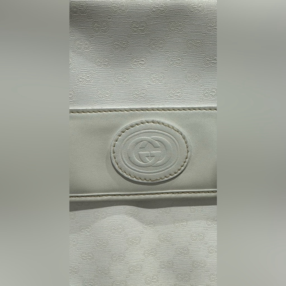 Vintage Gucci Interlocking GG Clutch purse shoulder bag ivory gold authentic - Picture 14 of 16